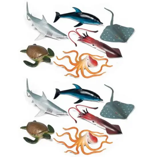 Ocean Animals Playset, 6 Per Set, 2 Sets {1}