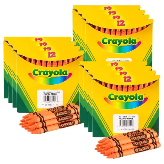 Bulk Crayons, Orange, Regular Size, 12 Per Box, 12 Boxes {1}