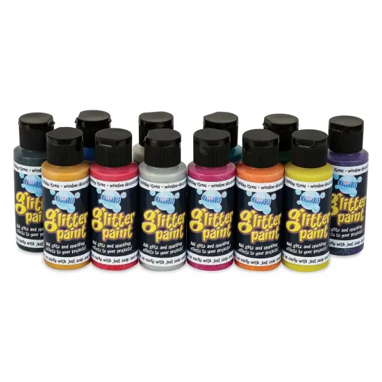 Chroma Glitter Tempera Paints - Assorted, Set of 12, 2 oz {1}