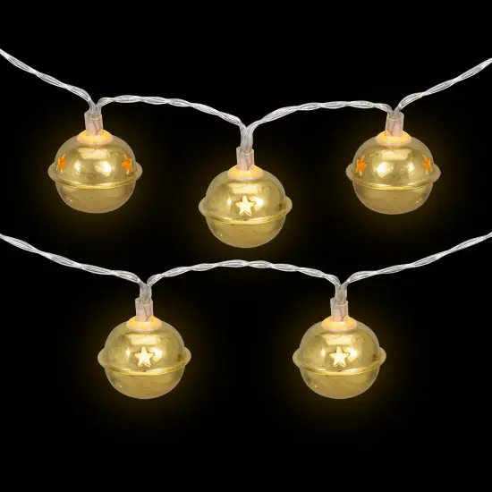 Northlight LED Christmas Bells Fairy Lights - 5.5' - Clear Wire - Gold - 10ct {4}