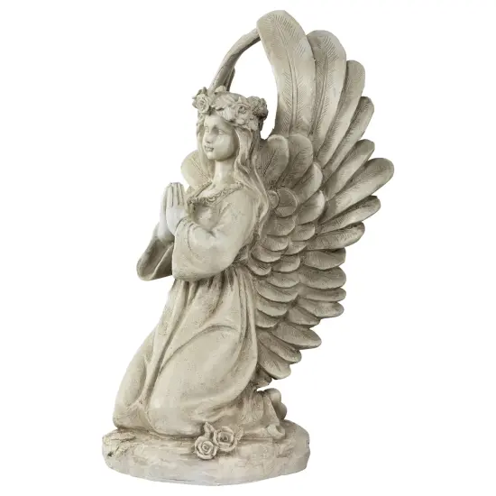 Northlight 15.25" Angel Kneeling in Prayer Outdoor Garden Statue Gray {5}