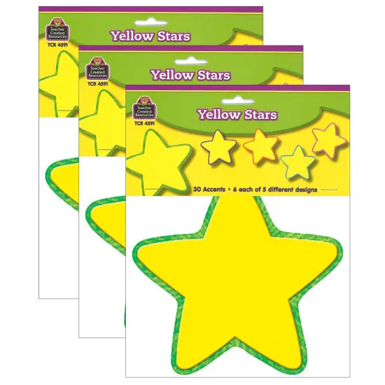 Yellow Stars Accents, 30 Per Pack, 3 Packs {1}