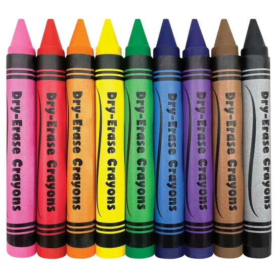 Colorful Dry-Erase Crayons, 9 Per Pack, 6 Packs {4}