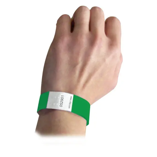 DuPont&trade; Tyvek&reg; Security Wristbands, Green, 100 Per Pack, 2 Packs {2}