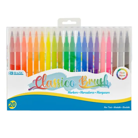 Washable Brush Markers, 20 Colors, 20 Per Pack, 3 Packs {2}