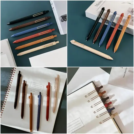 Wrapables Retractable Black Ink Gel Pens, 0.5mm Fine Point, Stationery Supplies for Home Office School (Set of 6), Bold {4}