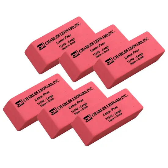 Eraser, Synthetic, Latex Free, Wedge Shape, Pink, Large, 12 Per Box, 6 Boxes {1}