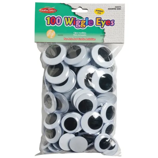 Wiggle Eyes, Jumbo Round, Assorted Sizes, Black, 100 Per Pack, 2 Packs {2}