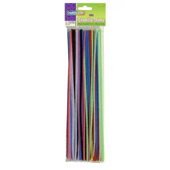 Regular Stems, Assorted Colors, 12" x 4 mm, 100 Pieces Per Pack, 12 Packs {2}