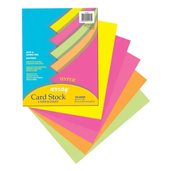 Hyper Card Stock, 5 Assorted Colors, 8-1/2" x 11", 100 Sheets {1}