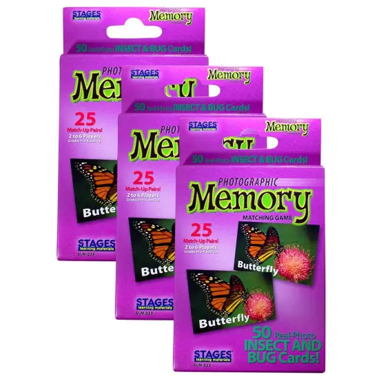 Photographic Memory Matching Game, Insects & Bugs, Pack of 3 {1}