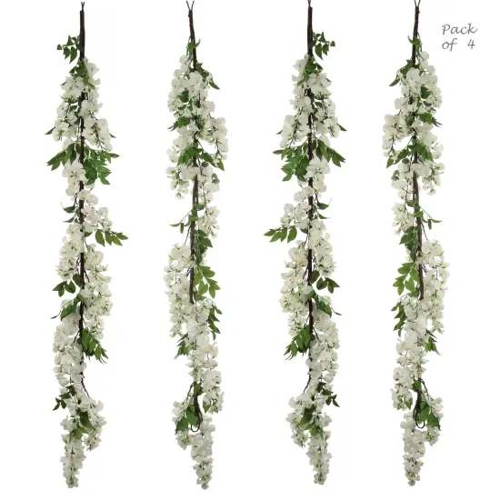 5ft White Wisteria Garland - Realistic Silk Flowers & Foliage, Perfect for Wedding Arches, Home Decor, Parties & Event Backdrops, Indoor/Outdoor Use, Floral Home by Artificial Flowers {3}
