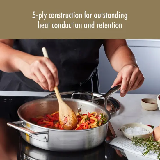 Demeyere Essential 5-ply 3-qt Stainless Steel Saute Pan with Lid {4}