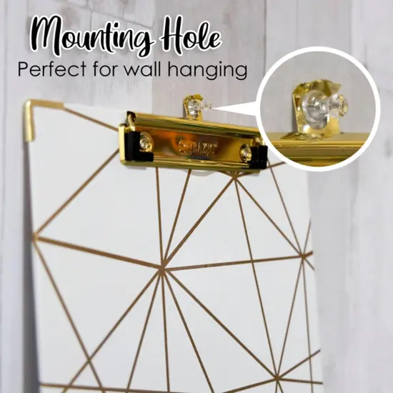 Paperboard Clipboard with Gold Low Profile Clip, Assorted Geometric Designs (No Design Choice), 12.9" x 9", Pack of 6 {3}