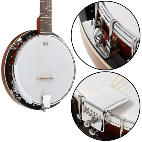 Ashthorpe 6-String Banjo - Full Size with 24 Brackets, Closed Back, Mahogany Resonator {6}
