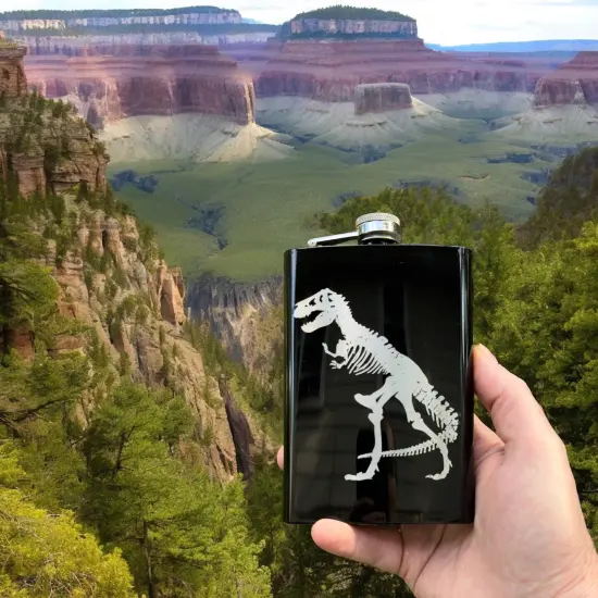 8oz T-Rex Black Flask Trex {6}
