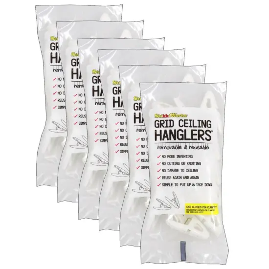 Grid Ceiling Hanglers&trade; Clothes Pin Clamps&trade;, 20 Per Pack, 6 Packs {1}