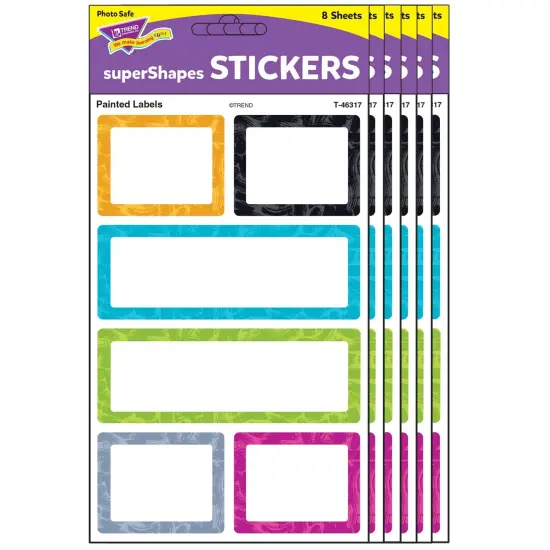 Color Harmony Painted Labels superShapes Stickers - Large, 24 Per Pack, 6 Packs {1}