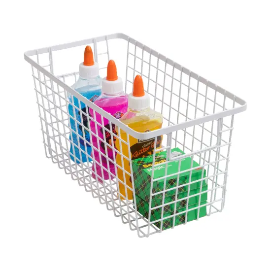 Smart Design Nestable Basket Organizer with Handles - Steel - 6 x 12 x 6 - White - Set of 4 {2}