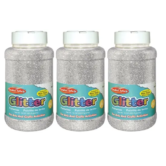 Creative Arts&trade; Glitter, 1 lb. Bottle, Silver, Pack of 3 {1}
