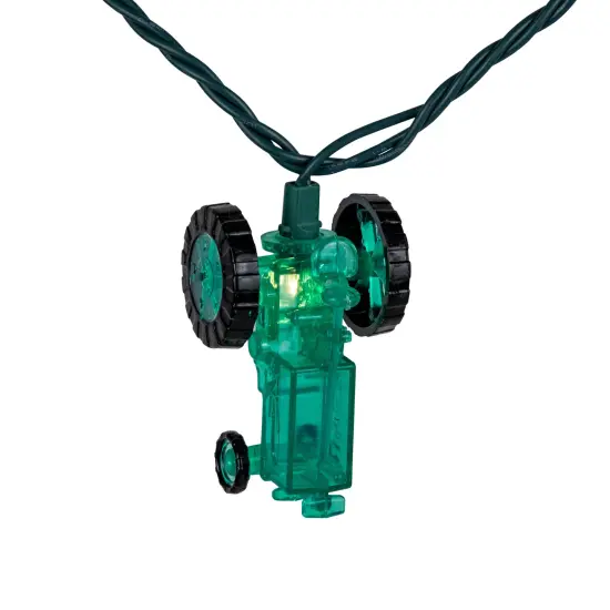 Northlight 10 Green Tractors Clear White String Light Set - 6' Green Wire {6}