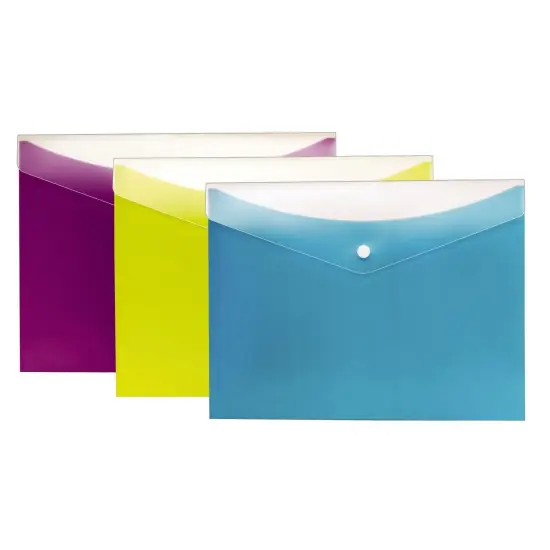 Dual Pocket Snap Poly Envelope, Letter Size, 3 Per Pack, 2 Packs {2}