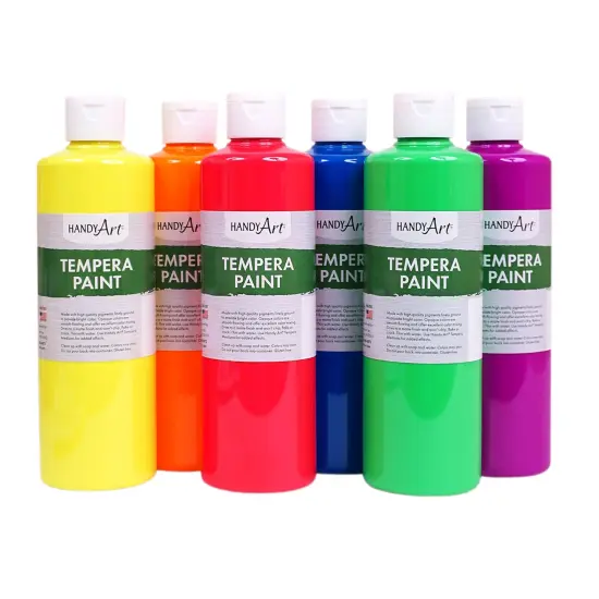 Tempera Paint, Pint, Fluorescent 6-Color Set {1}