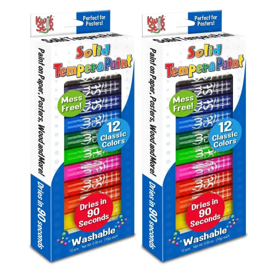 Solid Tempera Paint Sticks, Classic Colors, 12 Per Pack, 2 Packs {1}