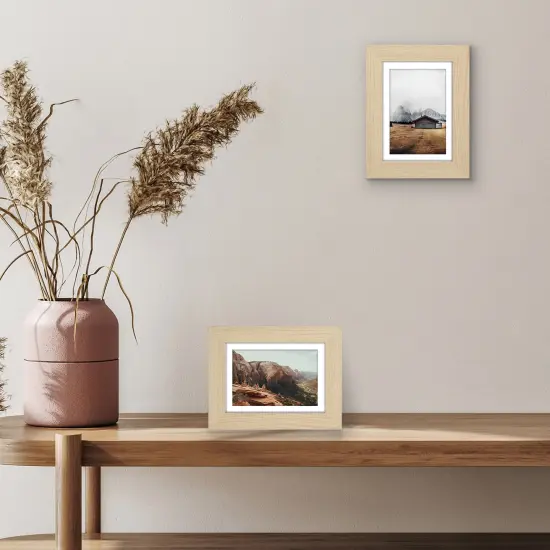 Americanflat Picture Frame with Wide Molding with Mat - Modern Wide Picture Frame - Plexiglass Cover - Hanging Hardware - Includes Easel {6}