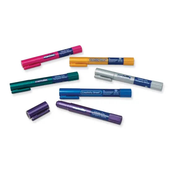 Glide-On Tempera Paint Sticks, Metallic Colors, 5 grams, 6 Per Pack, 3 Packs {2}