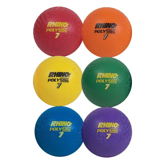 Rhino&reg; Poly 7" Playground Ball Set, Assorted Colors, Set of 6 {3}