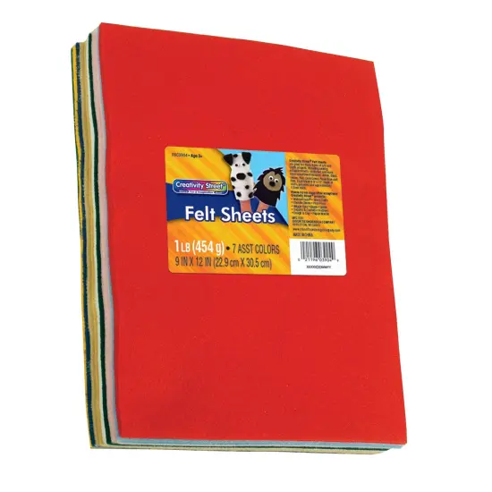 Felt Sheets, 7 Assorted Colors, 9" x 12", 1 lb. Per Pack, 2 Packs {2}
