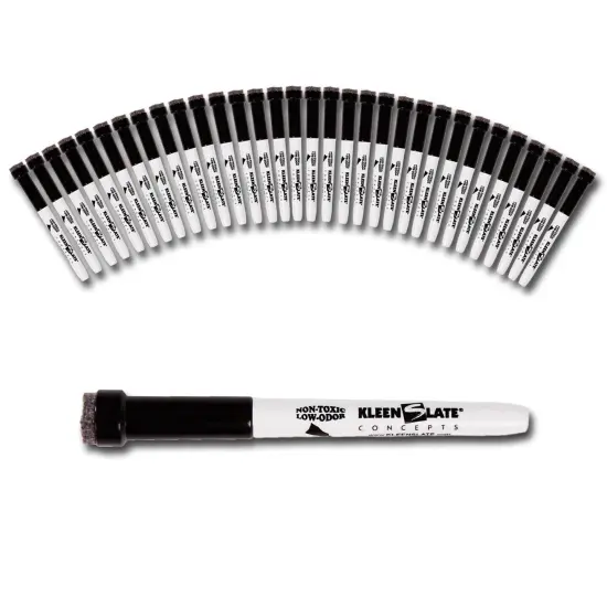 Small Dry Erase Markers with Eraser, Black, Pack of 36 {1}