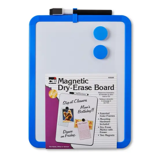 Framed Magnetic Dry Erase Board with Marker & Magnets, Assorted Colors, 8.5" x 11", Pack of 4 {4}