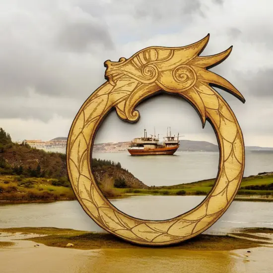 Ornament - Celtic Dragon - Raw Wood 3x4in {5}