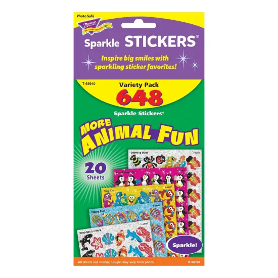 Animal Fun Sparkle Stickers&reg; Variety Pack, 648 Per Pack, 2 Packs {4}