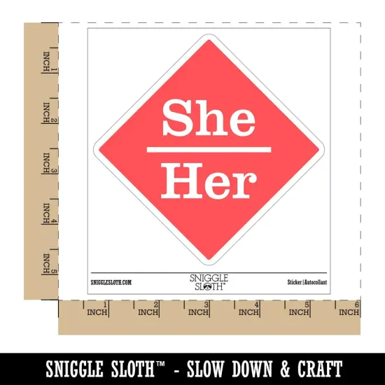 Pronouns She Her Waterproof Vinyl Phone Tablet Laptop Water Bottle Sticker Set - 5 Pack {1}