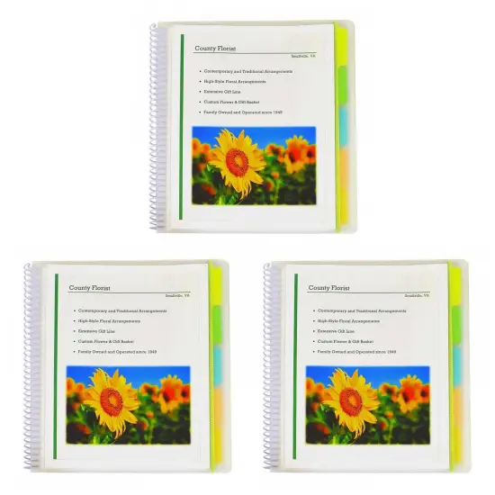 10-Pocket Poly Portfolio with Write-On Index Tabs, Spiral Bound, 5-Tab, Clear with Assorted Color Tabs, Pack of 3 {2}
