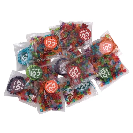 100 Days of School Bead Kit, Assorted Sizes, 12 Kits Per Pack, 3 Packs {6}