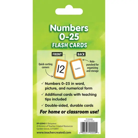 Numbers 0-25 Flash Cards, 6 Packs {5}