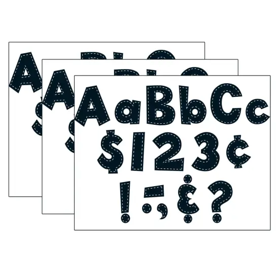 4" Fun Font Letters, Black Stitch, 160 Pieces Per Pack, 3 Packs {1}