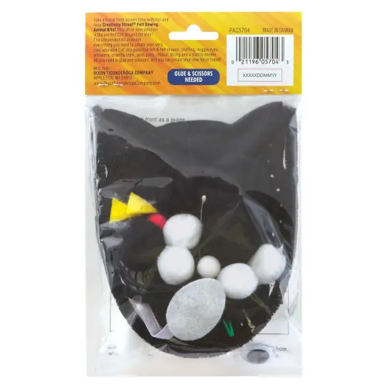 Felt Sewing Animal Kit, Cat, 4" x 10.25" x 1", 6 Kits {3}