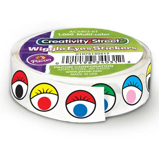 Multicolor Wiggle Eyes Stickers Roll, 2 Rolls {2}