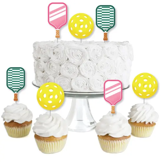 Big Dot of Happiness Pink Pickleball - Dessert Cupcake Toppers - Country Club Party Clear Treat Picks - Set of 24 {1}