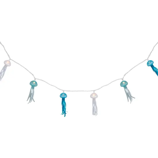 Northlight Jellyfish Patio Light Set - Blue and White - 6' White Wire - 10ct {5}