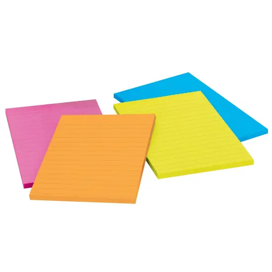 Super Sticky Notes, 4" x 6", Rio de Janeiro Collection, Lined, 4 Pads/Pack, 2 Packs {2}