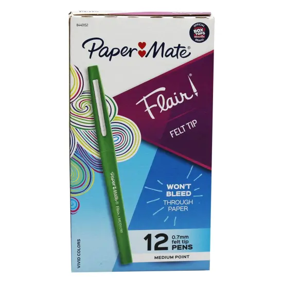 Flair Pens, Medium, Green, Box of 12 {1}