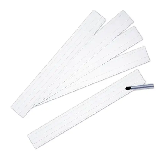 Zaner-Bloser&trade; Sentence Strips, White, 1-1/2 in x 3/4 in x 3/4 in ruled 3" x 24", 100 Strips Per Pack, 3 Packs {3}