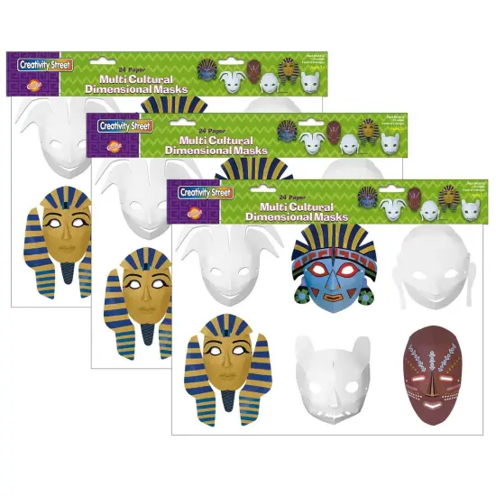Die-Cut Paper Masks, Multi-Cultural Assortment, Assorted Sizes, 24 Per Pack, 3 Packs {1}