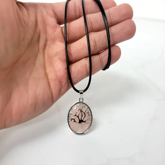 Rose Quartz Tree Of Life Pendant Necklace - Pick Your Chain Length {5}